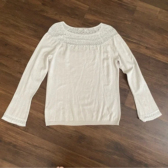 White House Black Market Rhinestone Lace Sweater Large - Picture 3 of 16